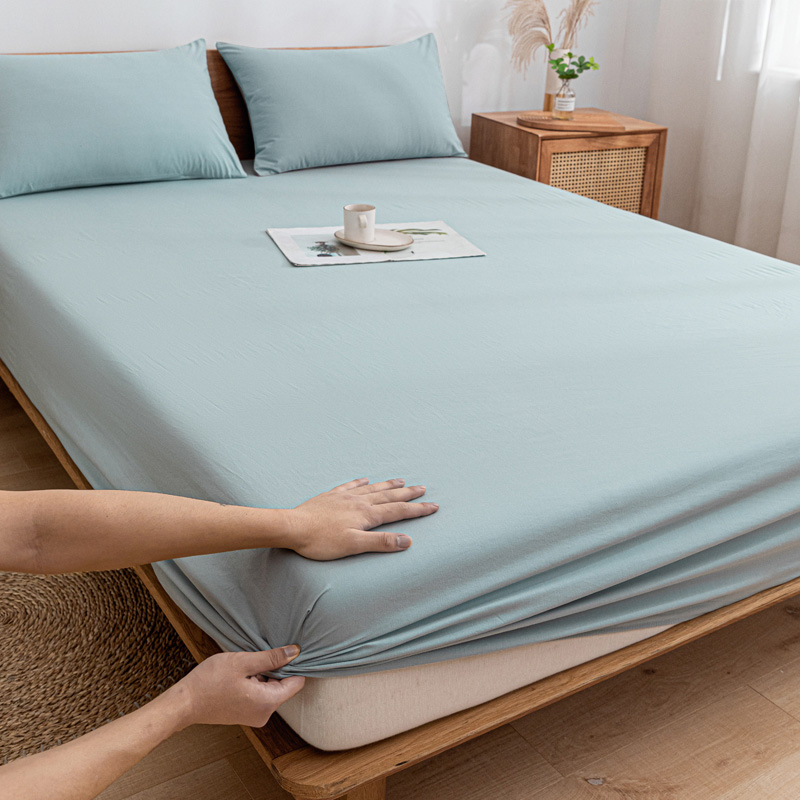 Sombrilla de cama de algodón lavado de algodón puro pieza individual 100 funda de cama de algodón cubierta protectora de colchón Simmons cubierta de polvo de sábana de dormitorio 3