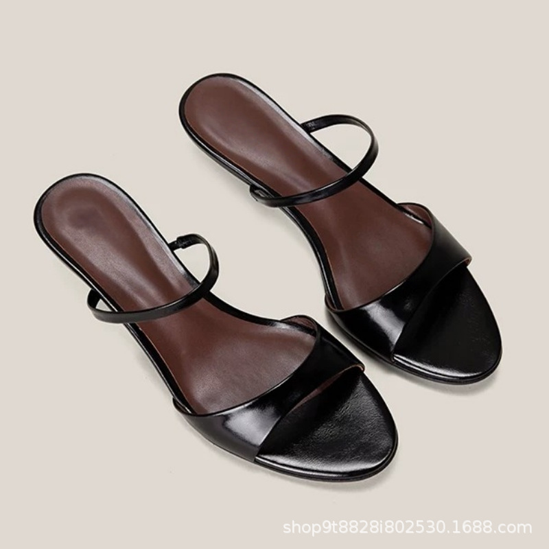 El temperamento francés de seda de punta de tacones altos, sandalias de moda de correa delgada de mujer image 6