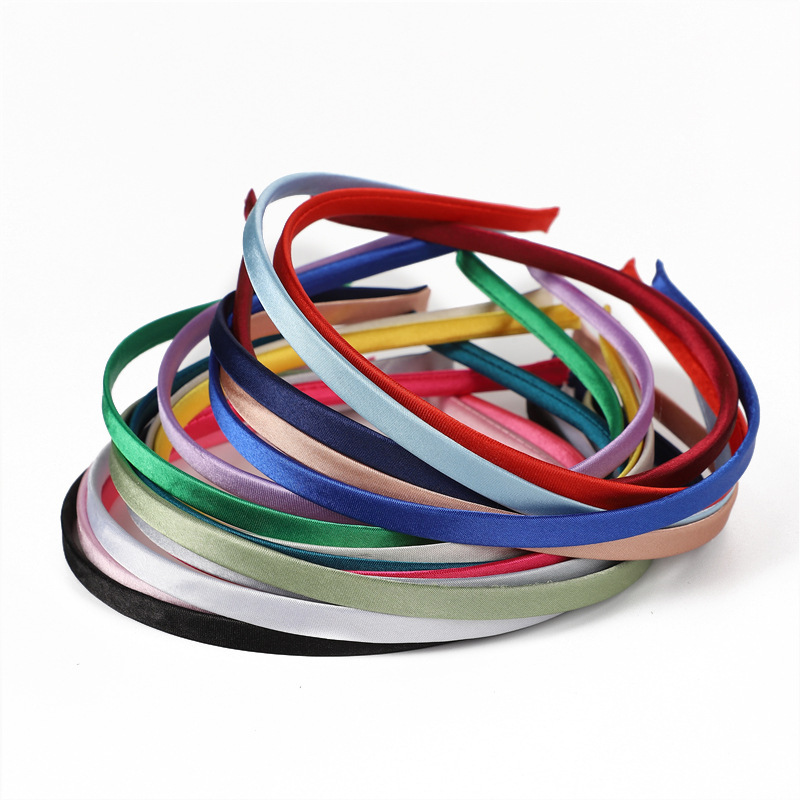 7MM Simple Multicolor Metal Bag Cloth Cover Cloth Fine Hair Band Head Band DIY Accessories Handmade Material Wholesale