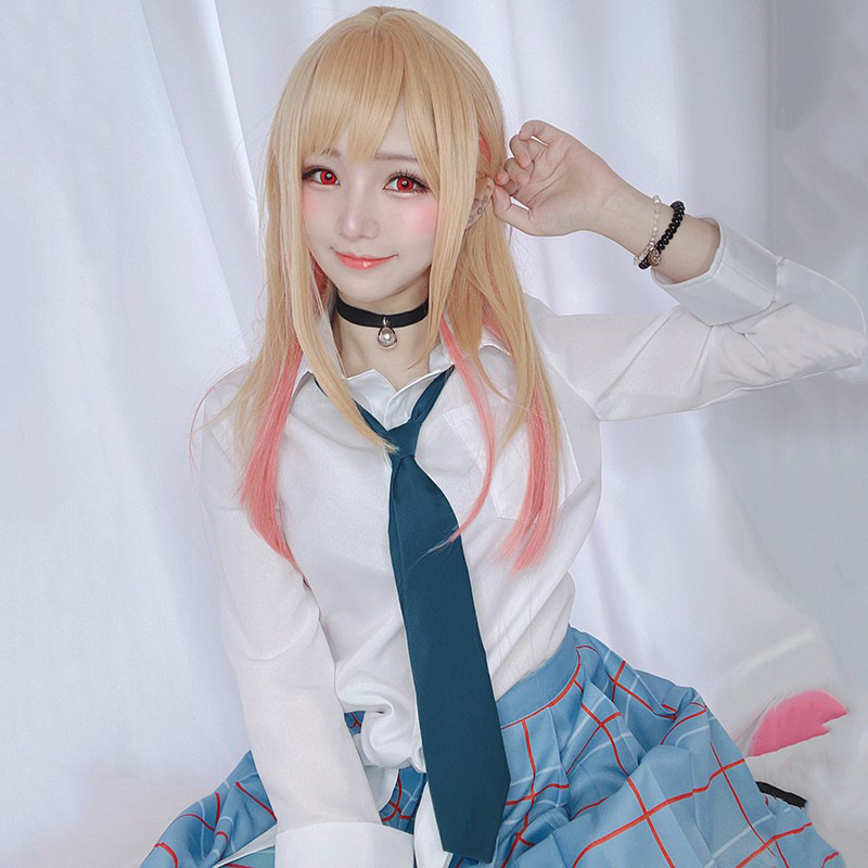 Dressing Doll Falling in Love Wig Hostess Kidukawa Haimeng Wig Yellow Gradient Pink Long Straight Hair Dressing Doll Falling in Love Wig Hostess Kidukawa Haimeng Wig Yellow Gradient Pink Long Straight Hair