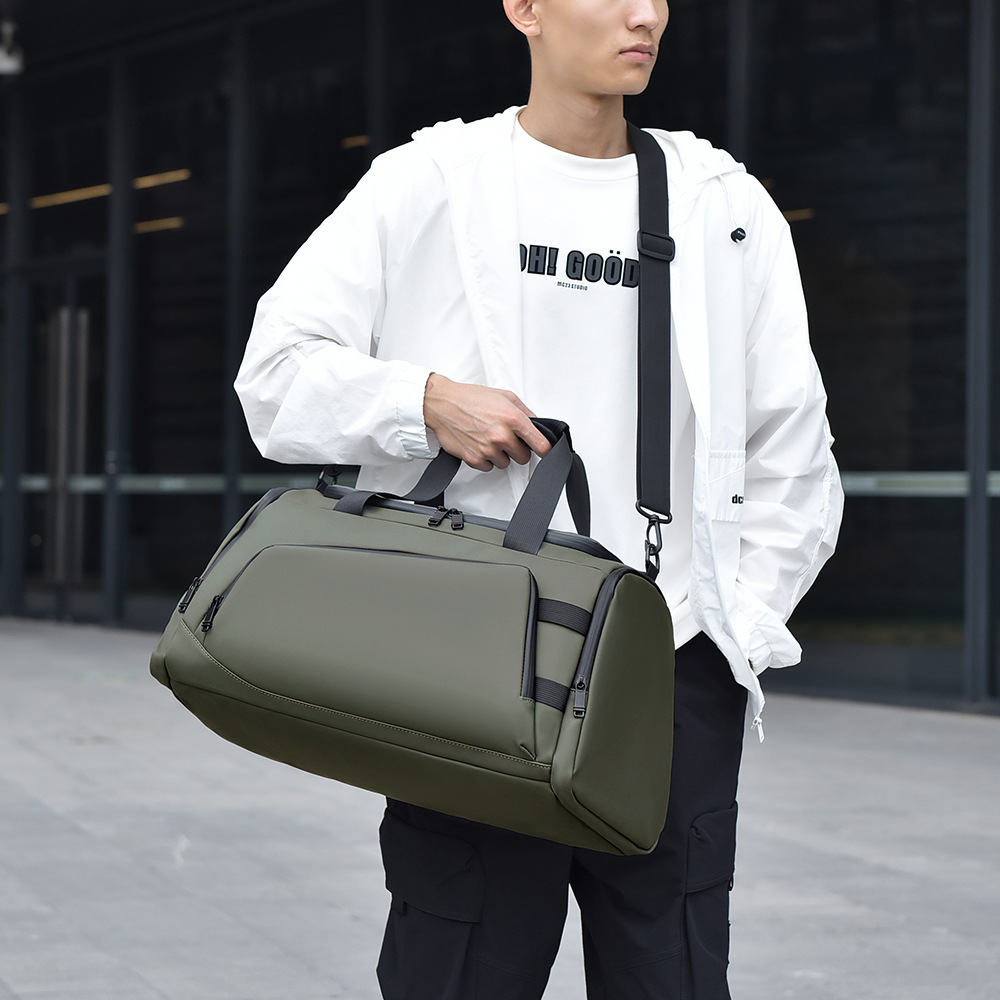 Bolsa de viaje de separación seca y húmeda de corta distancia, bolsa deportiva multifuncional para hombres, textura, bolsa de hombro de gran capacidad.