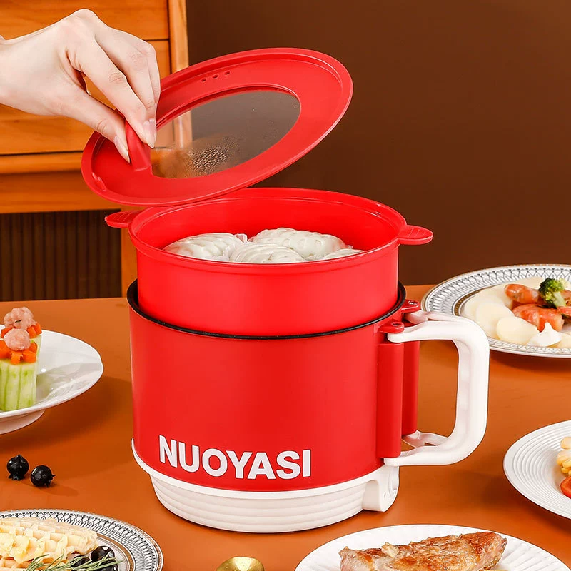 Electric Mini Hot Pot (Nuoyasi) Foldable Handle, Multi-Function Steamer, 110/220V, Non‑Stick Inner