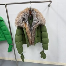 2025冬季新款手套款天然狐狸大毛领羽绒服女短款加厚保暖皮草外套