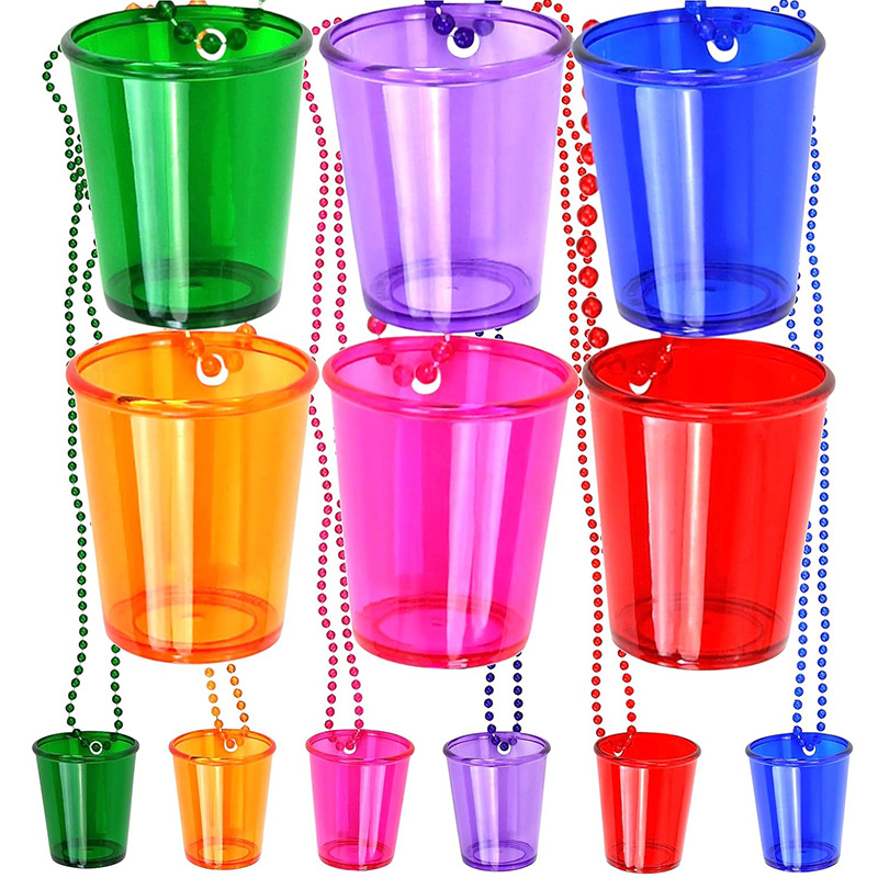 Vasos Pequeños para Fiesta — Mini Shots “Bride to Be” con Cadena de Perlas (Halloween/Bachelor)