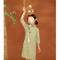 Платье Cheongsam для девочек, улучшенный весенне-осенний детский классический китайский костюм высокого класса в стиле Тан, костюм династии Хань Гужэн для выступлений