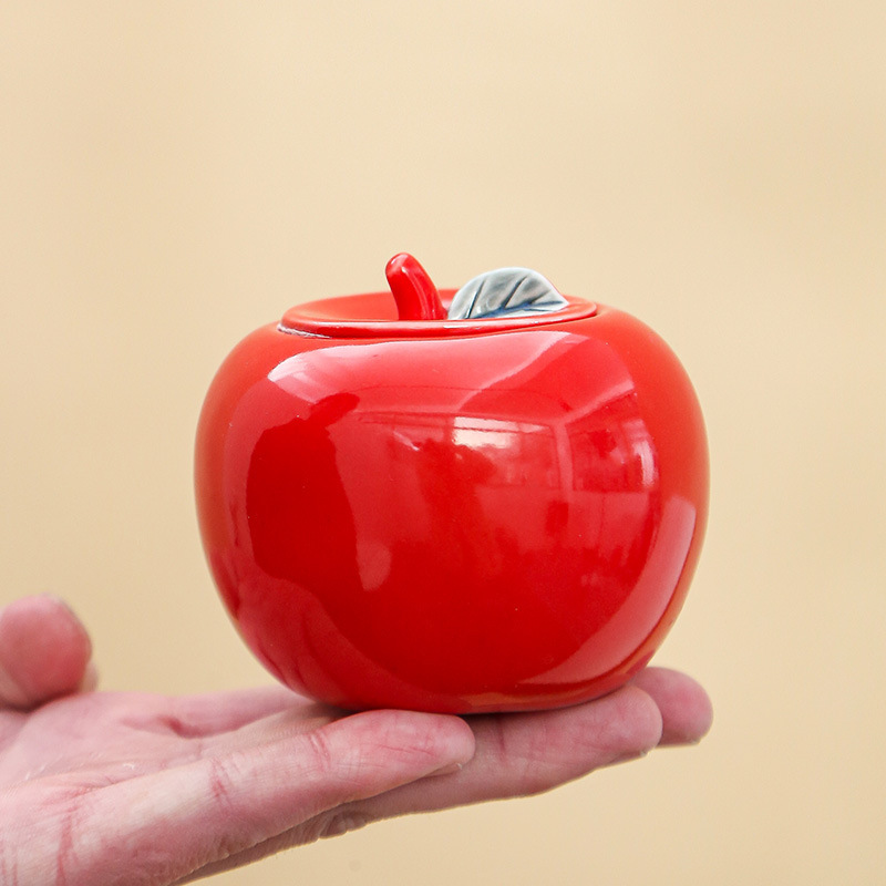 Factory Direct Sales Creative Ceramic Apple Tea Jar Wedding Ornaments Small Wedding Candy Jar Home Decoration Sealed Jar Factory Direct Sales Creative Ceramic Apple Tea Jar Wedding Ornaments Small Wedding Candy Jar Home Decoration Sealed Jar