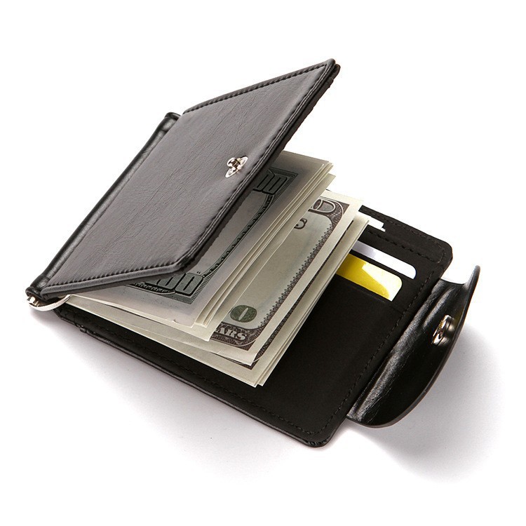 Trendy, Creative, and Fashionable Men's Wallet Flap Buckle Korean Version US Dollar Clip Multi Card Case_voghion.com