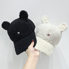 新作アニメ刺繍愛野球帽子供秋冬百合韓版保温学生ウサギ耳鴨舌帽