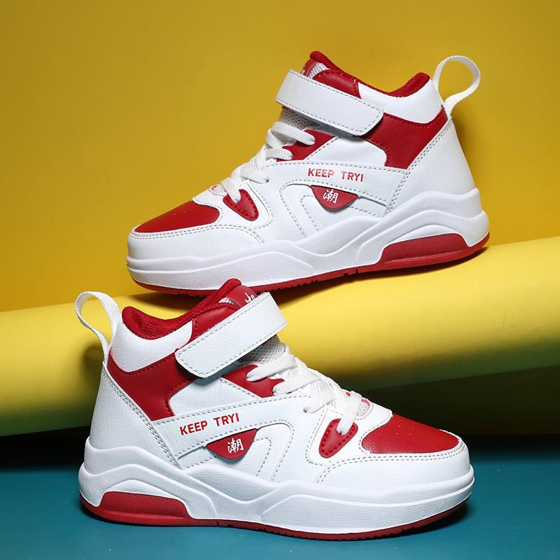 New Children's Shoes High-top Children's Soft Sole Board Shoes sneaker Autumn Velcro Running Shoes Children's Basketball Shoes Cross-border