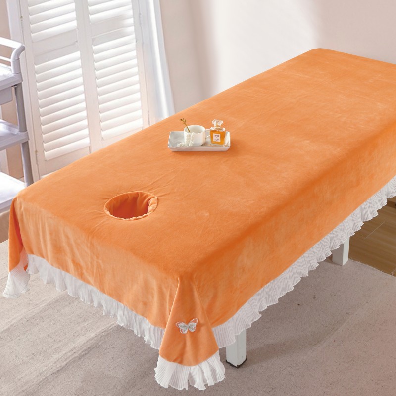 New thickened green simple lace bed sheet for autumn and winter, specialized for beauty salons, body massage, and hair washing
