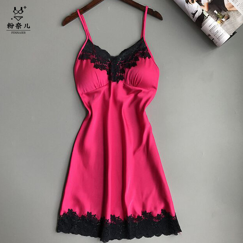 Sexy pijamas suspender camisón fino borde de encaje sexy seductora seda desgaste del hogar