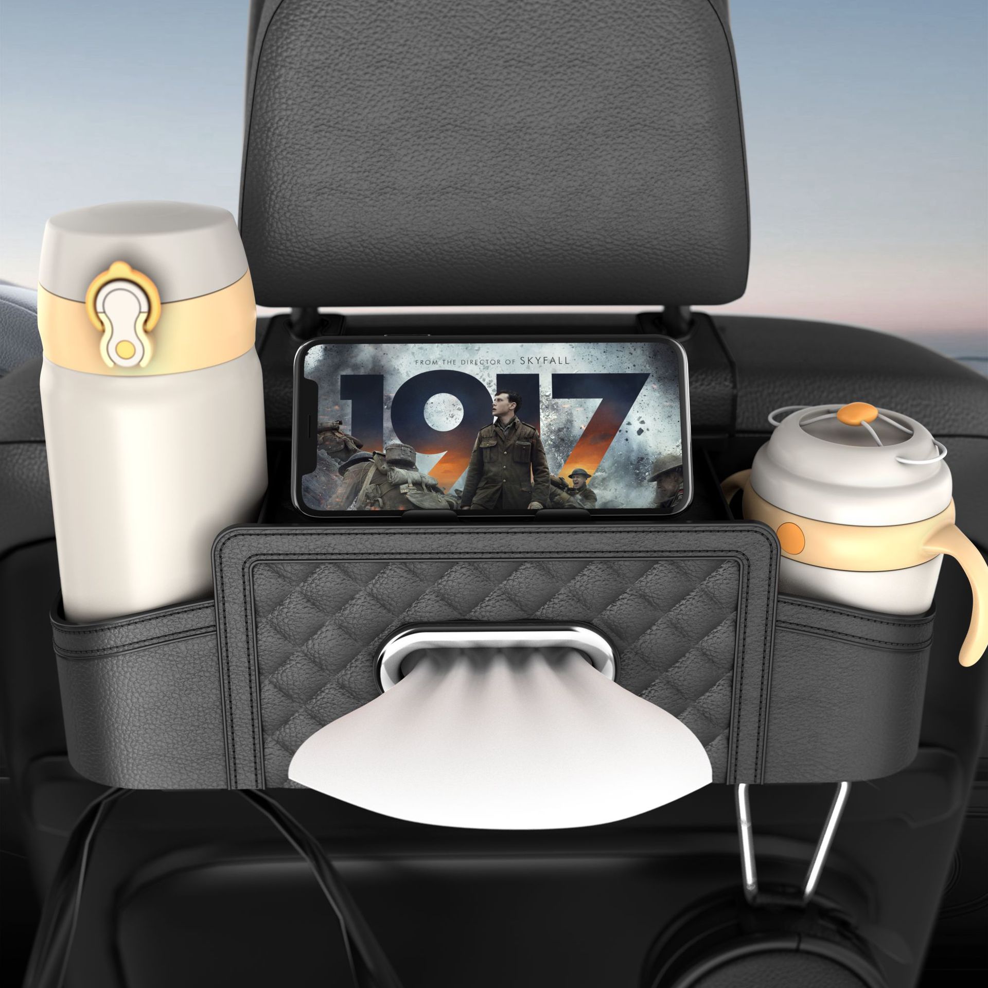 Asiento trasero del coche caja de almacenamiento bolsa colgante caja de almacenamiento multifuncional asiento trasero del coche caja de almacenamiento suministros de decoración del coche