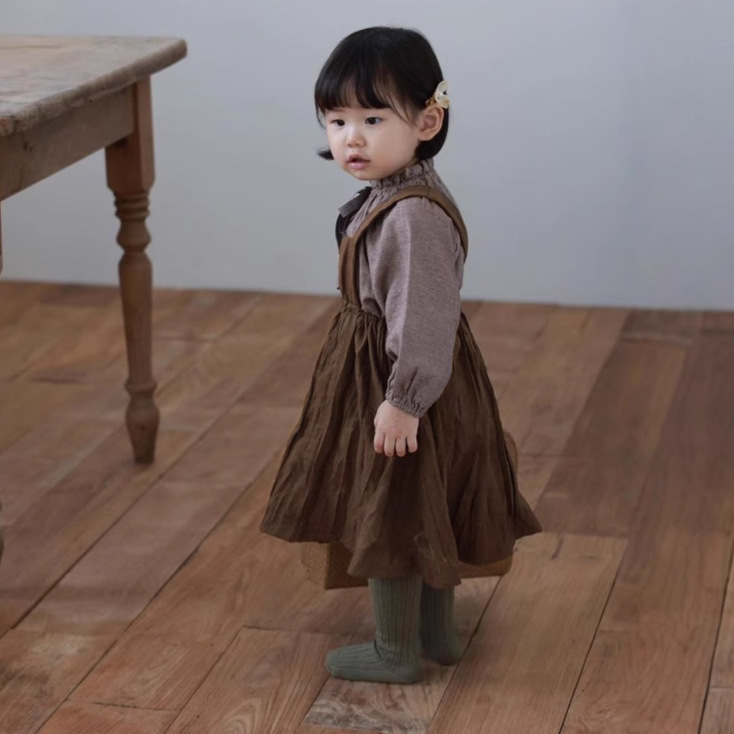 女の子ドレス秋服 2025 新しい子供の秋スタイルサスペンダースカート女の子ベビーサスペンダープリンセススカート|undefined