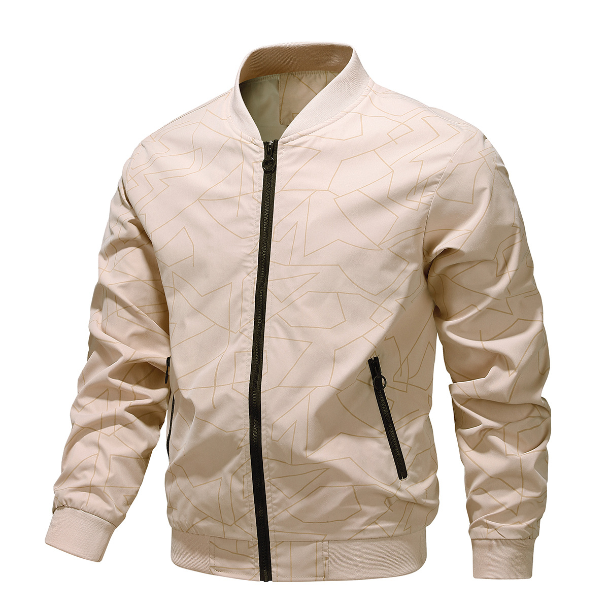 2024 chaqueta para hombre primavera y otoño simple moda joven béisbol cuello chaqueta casual para hombre fábrica venta al por mayor transfronteriza