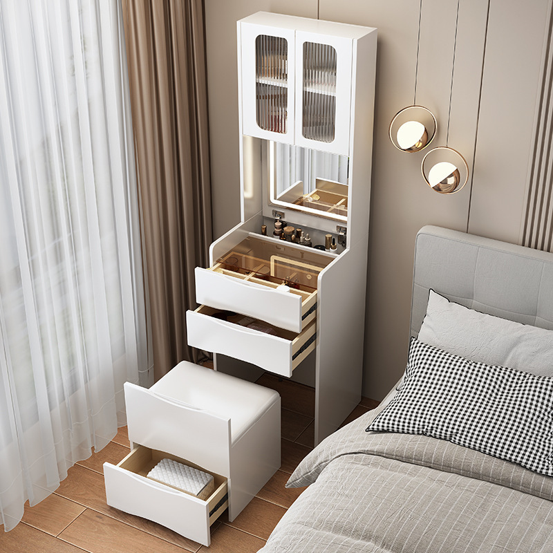 Cream Style Dressing Table with Flip-Top Bedroom Dressing Table Simple Modern Small Internet Celebrity Bedside Table Integrated Dressing Table