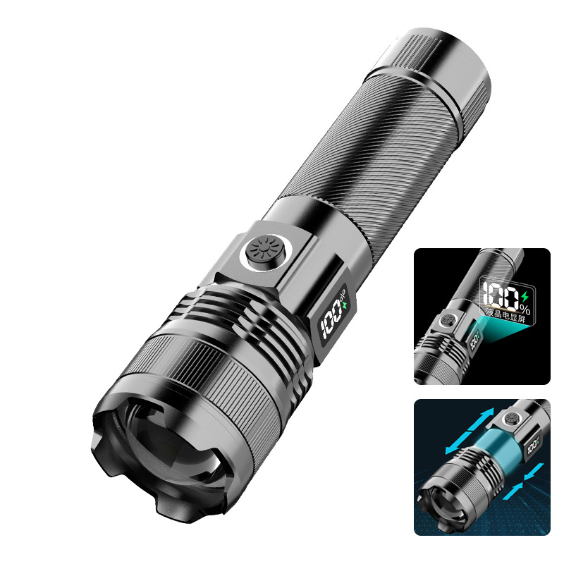 Nueva linterna eléctrica digital oculta de carga rápida de aleación de aluminio de tiro largo linterna láser blanco linterna de iluminación al aire libre