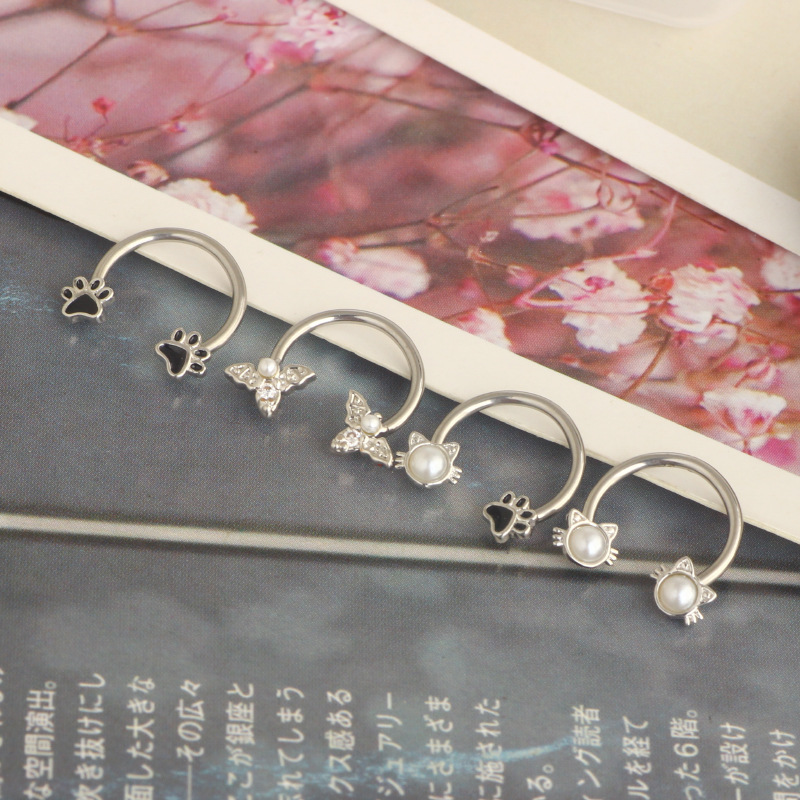 Stainless Steel Open C-Shaped Nose Ring Ear Bone Ring Star Design Body Piercing Jewelry detail image 8