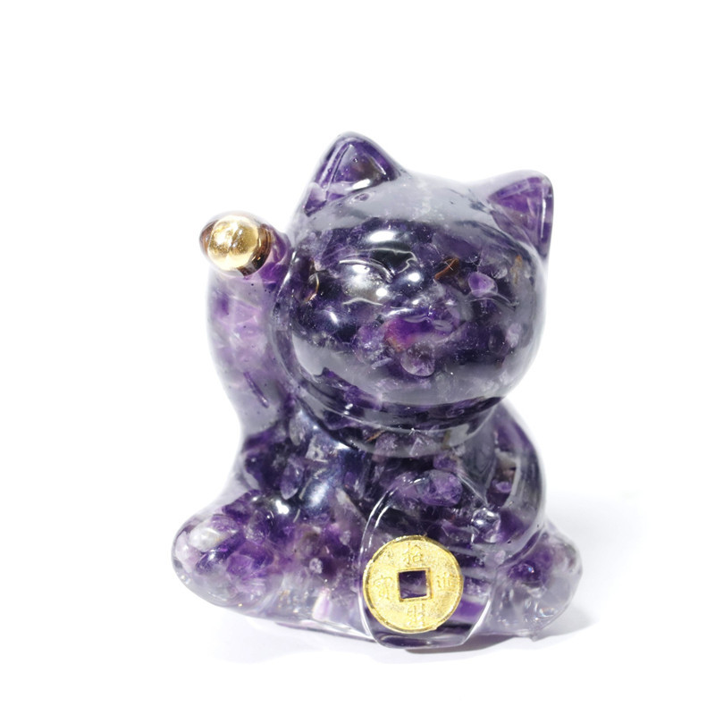 水晶の猫のデスクトップの置物の家の装飾のゴムの猫の工芸品の小さくて美しい猫の置物の卸売り