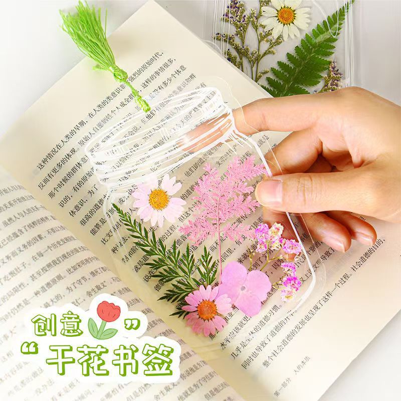 Creativo primavera espécimen de plantas caseras estudiantes transparentes flores película de plástico sellado actualizada bordilla DIY flores secas marcadores