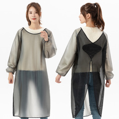 Adult smock women's long-sleeved apron home kitchen waterproof and oil-proof reverse dressing vest leather work clothes can be printed with logo