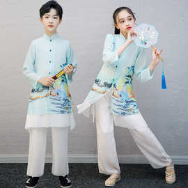 儿童汉服男童国学服小学生书童服装中国风古装女童朗诵六一演出服