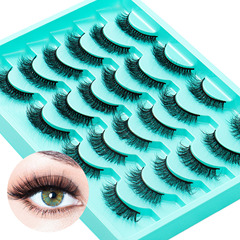歐美跨境新品高仿水貂毛假睫毛12對裝日常妝容濃密卷翹眼睫毛批發