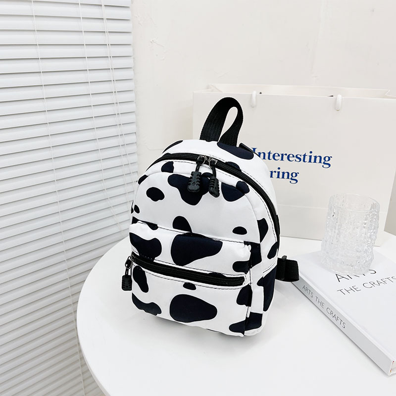 Japanese Style Soft Girl Cute Funny Cow Spotted Backpack Soft Cute Sweet Girl College Style Canvas Student Schoolbag