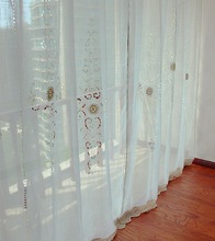 成品批發外貿原單歐式高檔刺綉鏤空布藝窗簾成品客廳卧室白色窗紗
