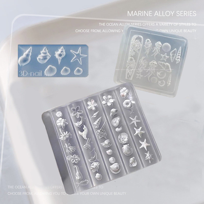 Cross-Border Nail Art Silicone Mold High-Transparency Ocean Shell Series 3D Relief Starfish Conch Nail Decoration Tools