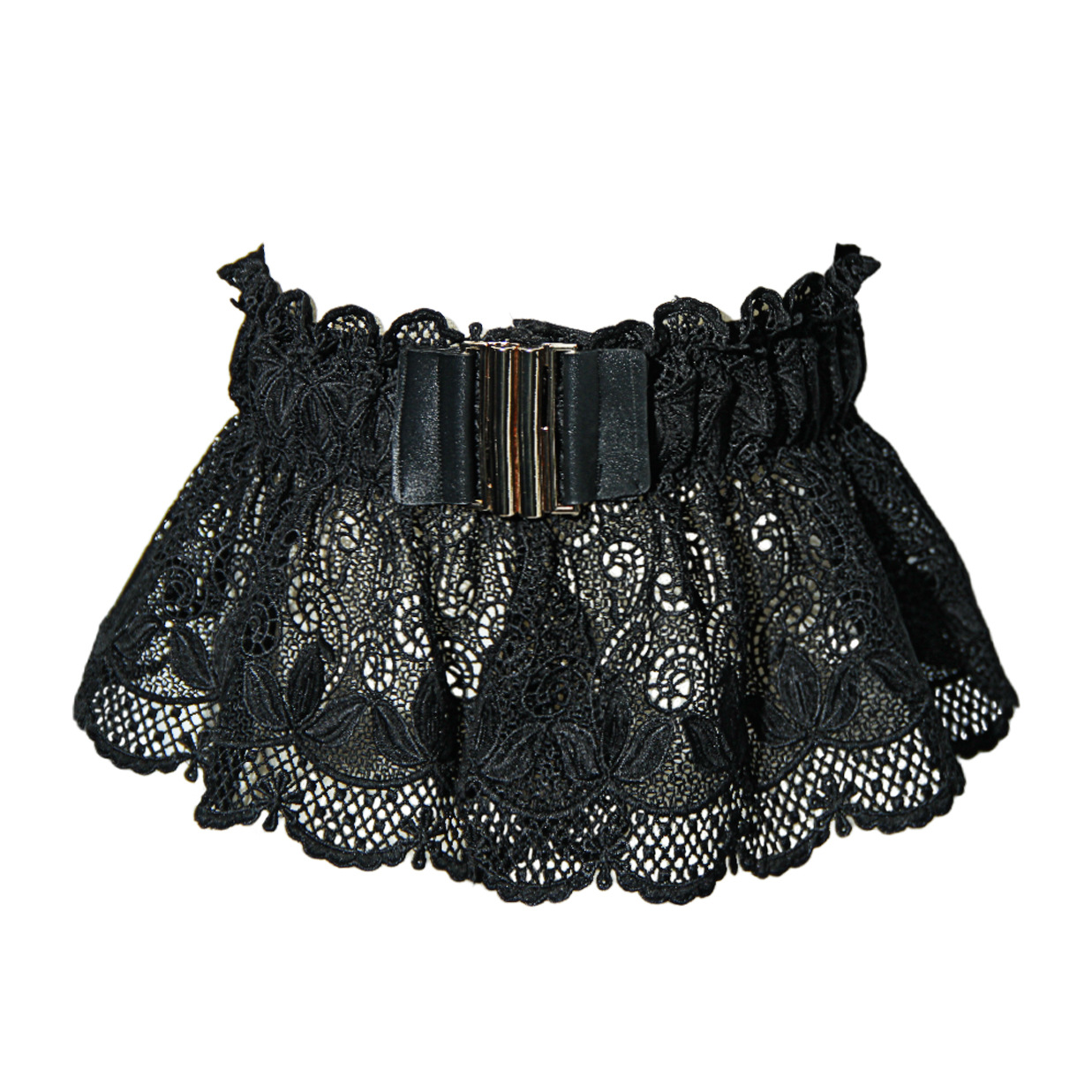 Wide Belt Metal Buckle, New Fashion Lace Elastic Waist Cincher Outerwear, Perfect For Pairing With Dresses And Shirts, A_voghion.com