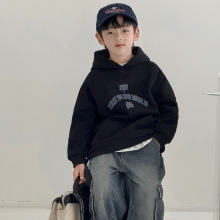 男童字母卫衣男孩春秋款连帽套头衫中大儿童洋气韩版宽松休闲上衣