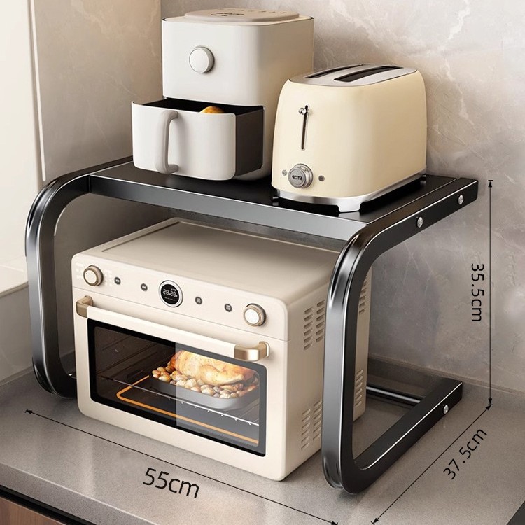 Estante de cocina para microondas de acero al carbono con espacio para condimentos