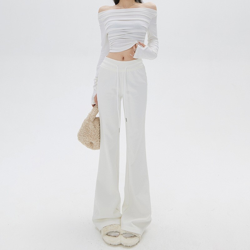 American Sports Casual Pants for Women 2025 Spring & Fall New Sexy Slightly Flared Yoga Pants High Waist Slimming Look White Sweatpants American Sports Casual Pants for Women 2025 Spring & Fall New Sexy Slightly Flared Yoga Pants High Waist Slimming Look White Sweatpants