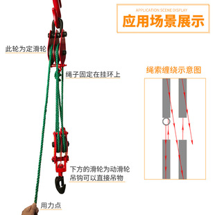 PK7J wholesale national standard lifting pulley hook labor-saving lifting fixed pulley set multi-wheel double wheel three wheel wire rope