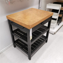 开放式厨房中岛台单独-吧桌一体家用实木餐边桌可移动料理台