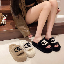 大码厚底毛毛拖鞋女2025新款居家绒面秋冬季外穿可爱棉拖鞋批发