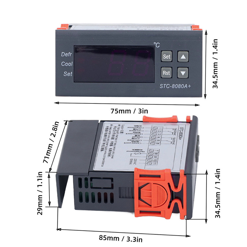Stc-8080A+ Thermostat Digital Display Refrigeration and Heating Automatic Switching Seafood Machine Chiller Temperature Controller Stc-8080A+ Thermostat Digital Display Refrigeration and Heating Automatic Switching Seafood Machine Chiller Temperature Controller