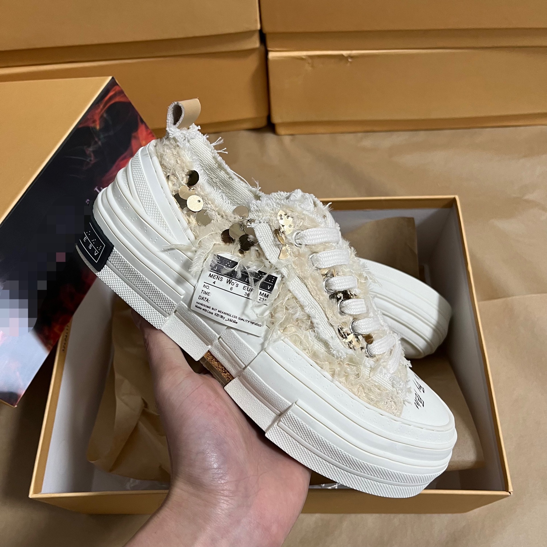 Wu Jianhao Swan Canvas Shoes レディース 厚底加硫スニーカー ぬいぐるみ スパンコール カジュアル カップル ペディシャー シューズ