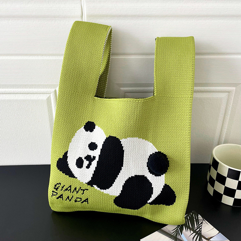 Bolsas de nicho de diseño de pandas lindos bolsas de mano de punto bolsas de mano estudiantes personalidad bolsas de brazo fábrica al por mayor
