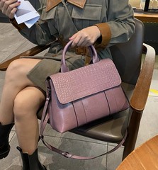 真皮女包工廠2023時尚大容量質感女士手提包百搭鱷魚紋斜挎包