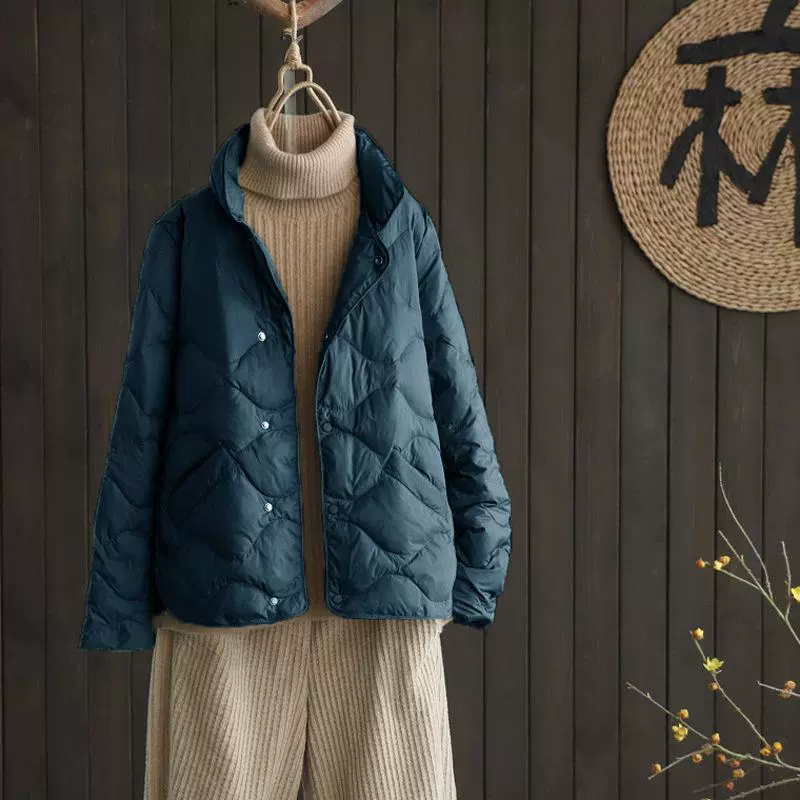 Light and thin short winter red down jacket with down, Korean style, oversize
