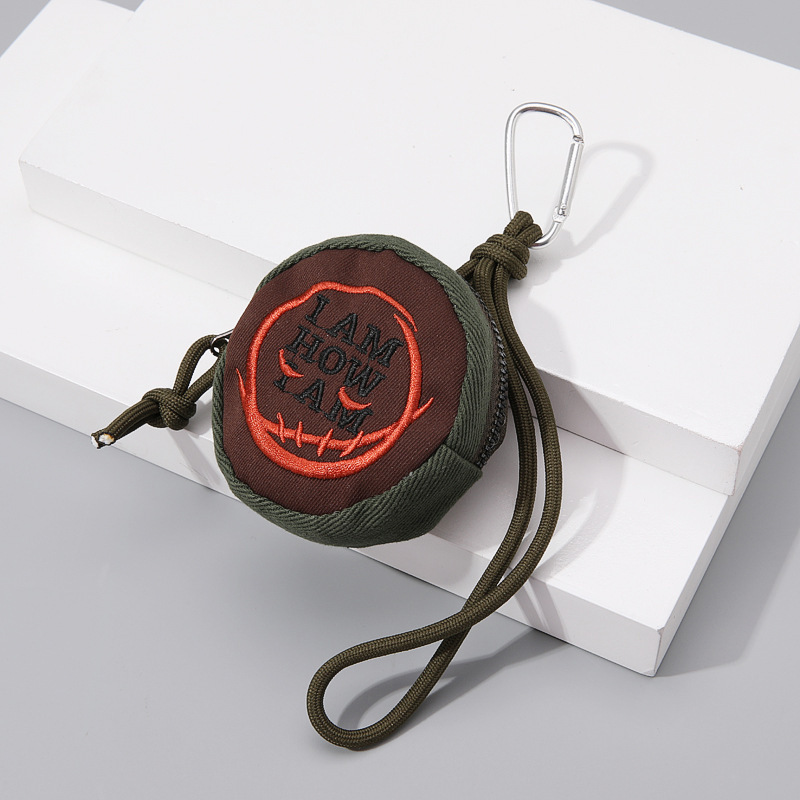 Niche Design Small Round Bag Contrast Color Coin Purse Retro Old Bag airpods Storage Bag Hip Hop Pendant