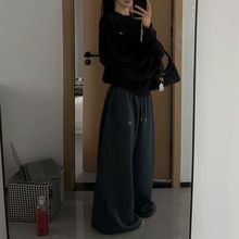 ins网红复古美式慵懒风嘻哈街舞阔腿宽松休闲拖地卫裤潮阔腿裤女