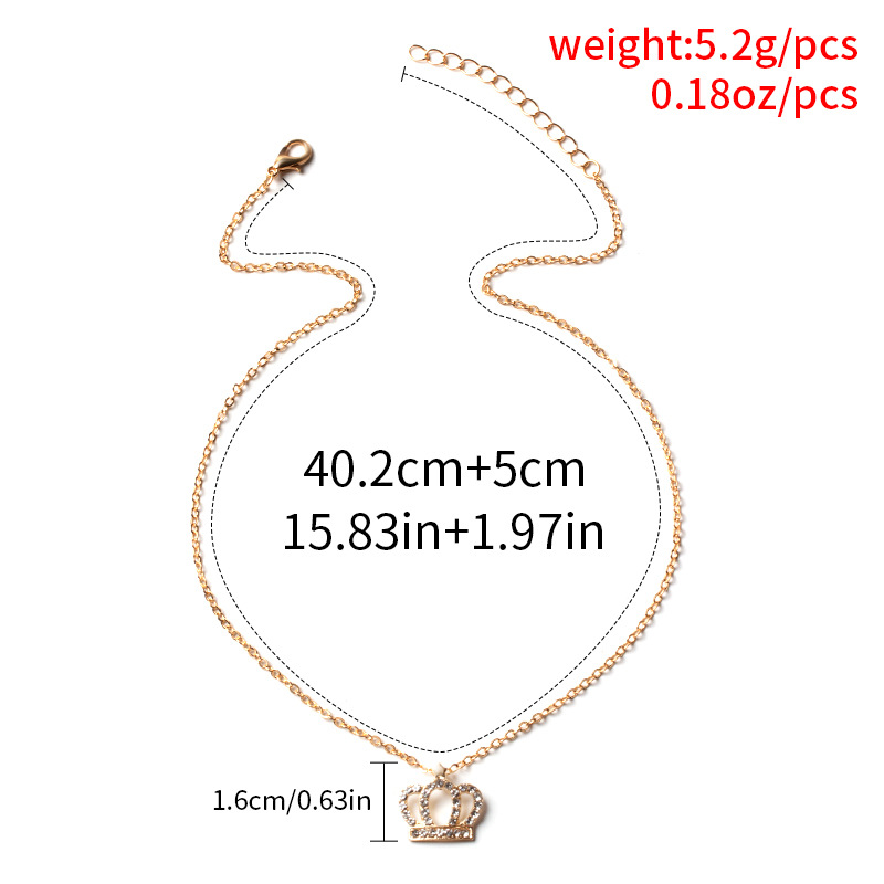 fashion diamond necklace zircon crown alloy pendant necklace