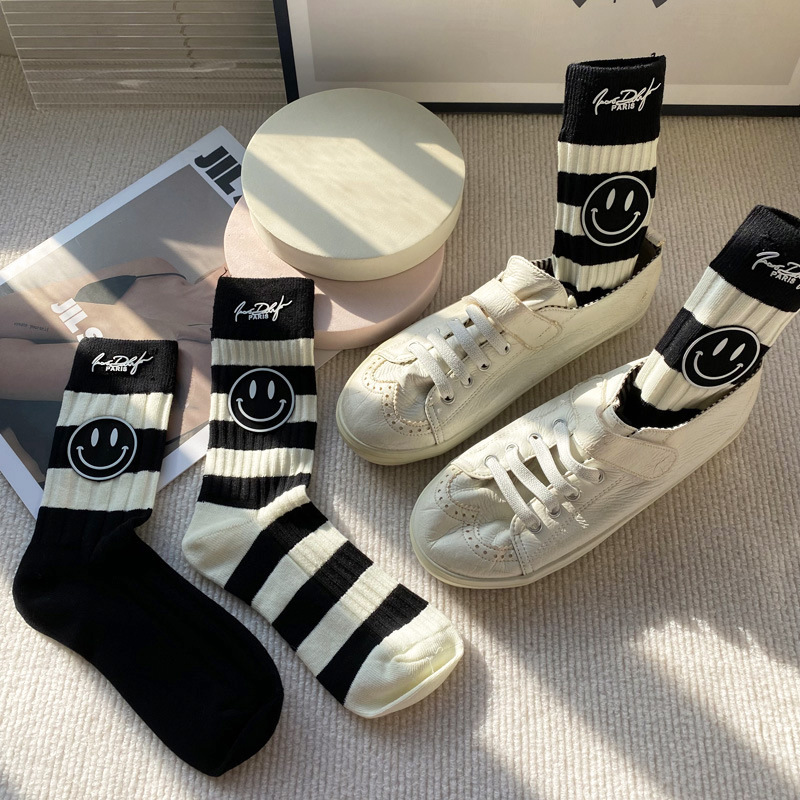 New Trendy Socks for Women, Personalized Letters, Trendyy Socks, Stereo Smiley Face, Fashionable Outer Wear Mid-calf Socks, Simple and Versatile Women's Socks New Trendy Socks for Women, Personalized Letters, Trendyy Socks, Stereo Smiley Face, Fashionable Outer Wear Mid-calf Socks, Simple and Versatile Women's Socks