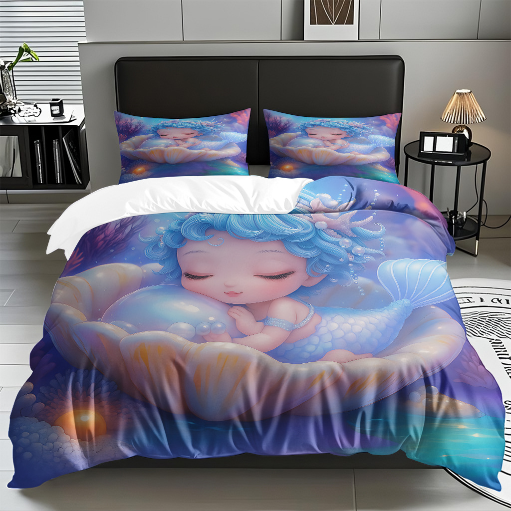 TEMU / JIT transfronterizo dibujos animados sirena digital impresión quilt kit fuente fábrica directa