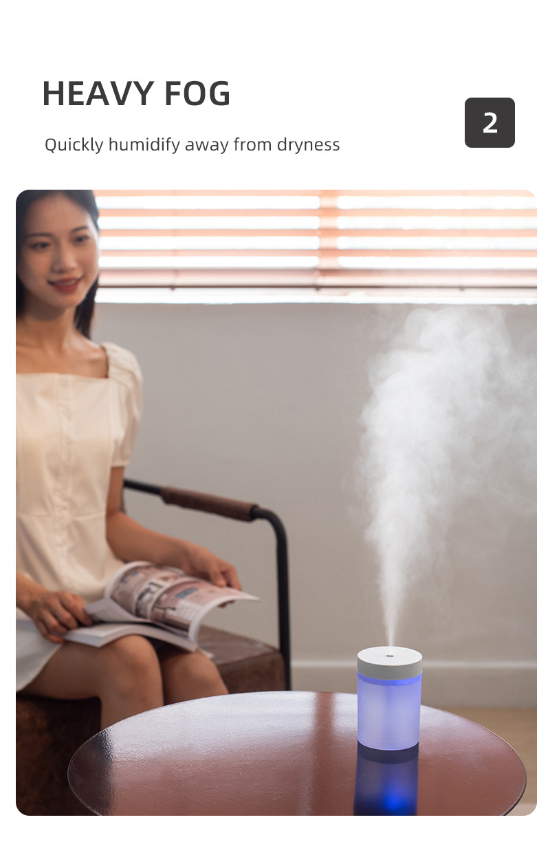 加湿器  Air Humidifier USB大雾量车载办公迷你静音炫彩杯加湿器详情4