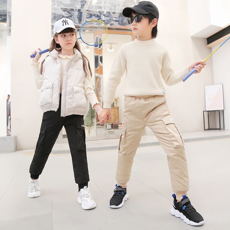 儿童棉裤女童可拆卸内胆中大童加厚保暖裤冬季工装裤棉裤外穿