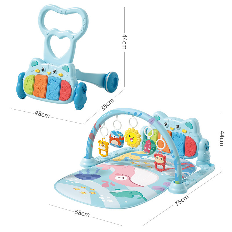 Baby 2 en 1 gimnasio caminante juguetes para bebés recién nacidos música pedal para aprender a caminar combinación de carro