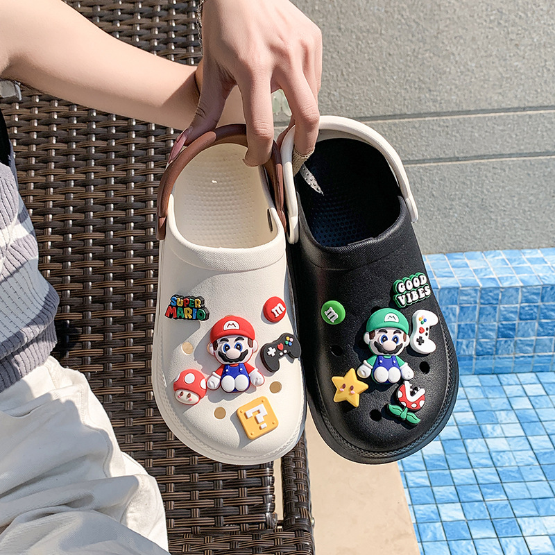 Cute Knock Grade Mary Sandals and Slippers Women's Summer Odor-proof Wet Water Baotou Slippers Breathable Slip-on Thick-soled Cave Shoes